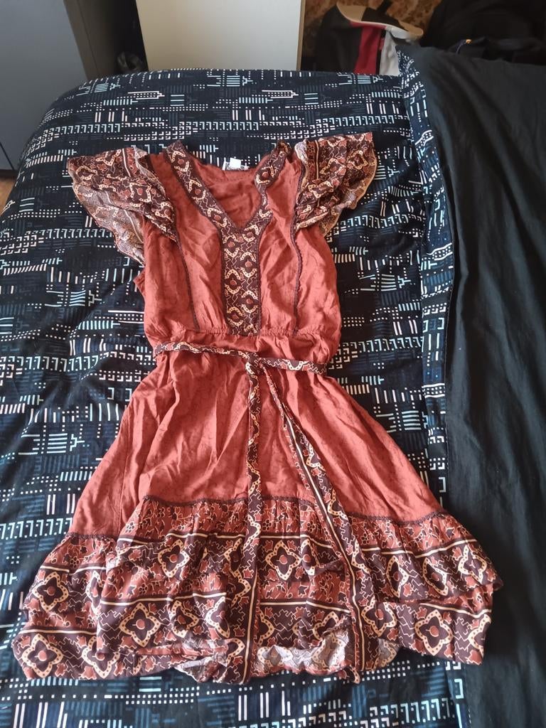 Bordeauxrode jurk van Cotton Club, Maat 46/48 (XL) of groter, Ophalen of Verzenden, Zo goed als nieuw, Knielengte