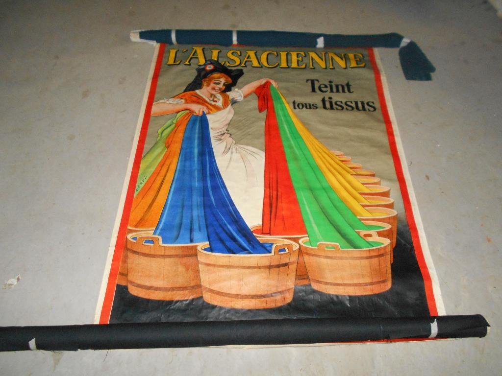 Affiche publicitaire originale d'art déco belge L'Alsacienne, Enlèvement