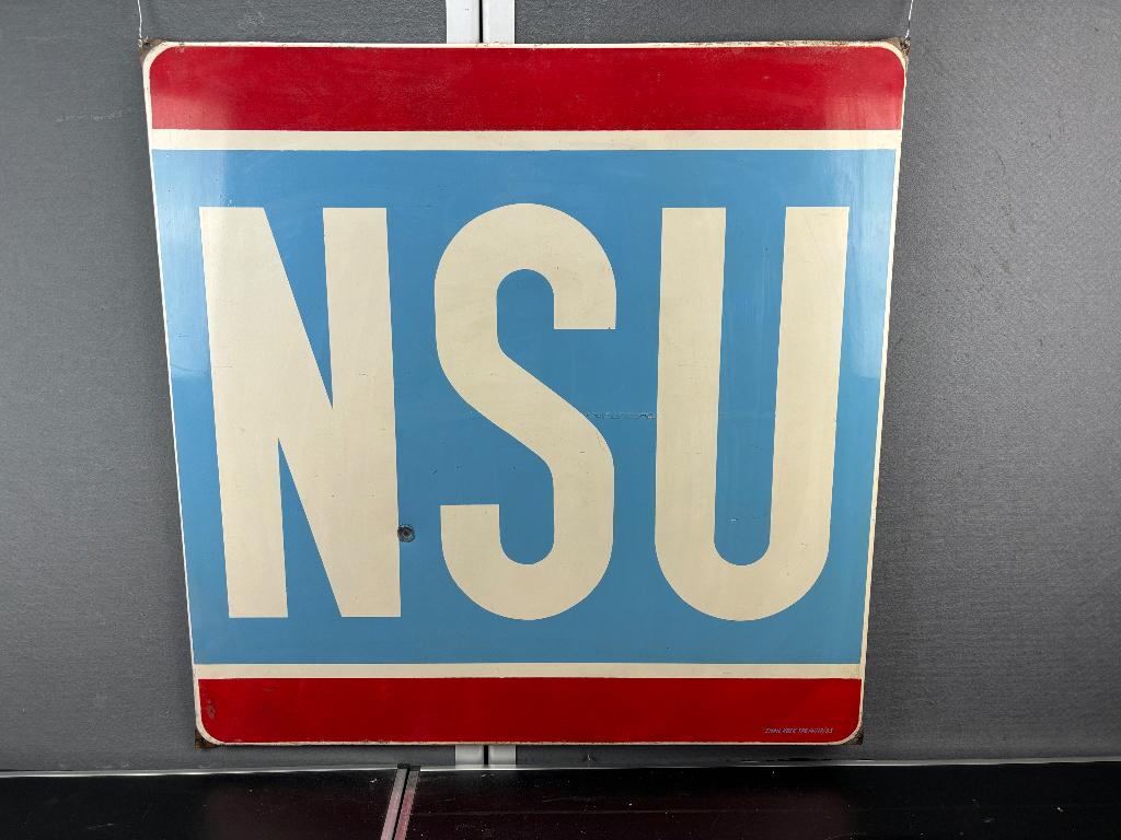 Oud origineel reclamebord NSU koekelberg belgie, Enlèvement ou Envoi, Utilisé, Panneau publicitaire