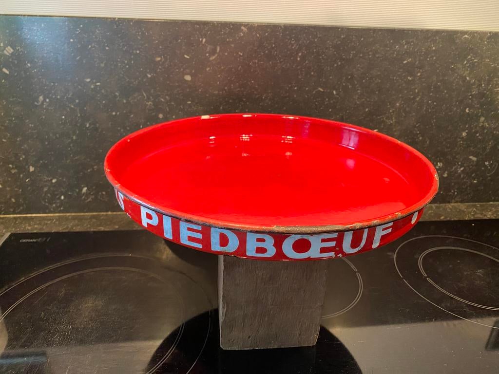 vintage geëmailleerde plateau PIEDBOEUF extra pils, Antiquités & Art, Enlèvement ou Envoi