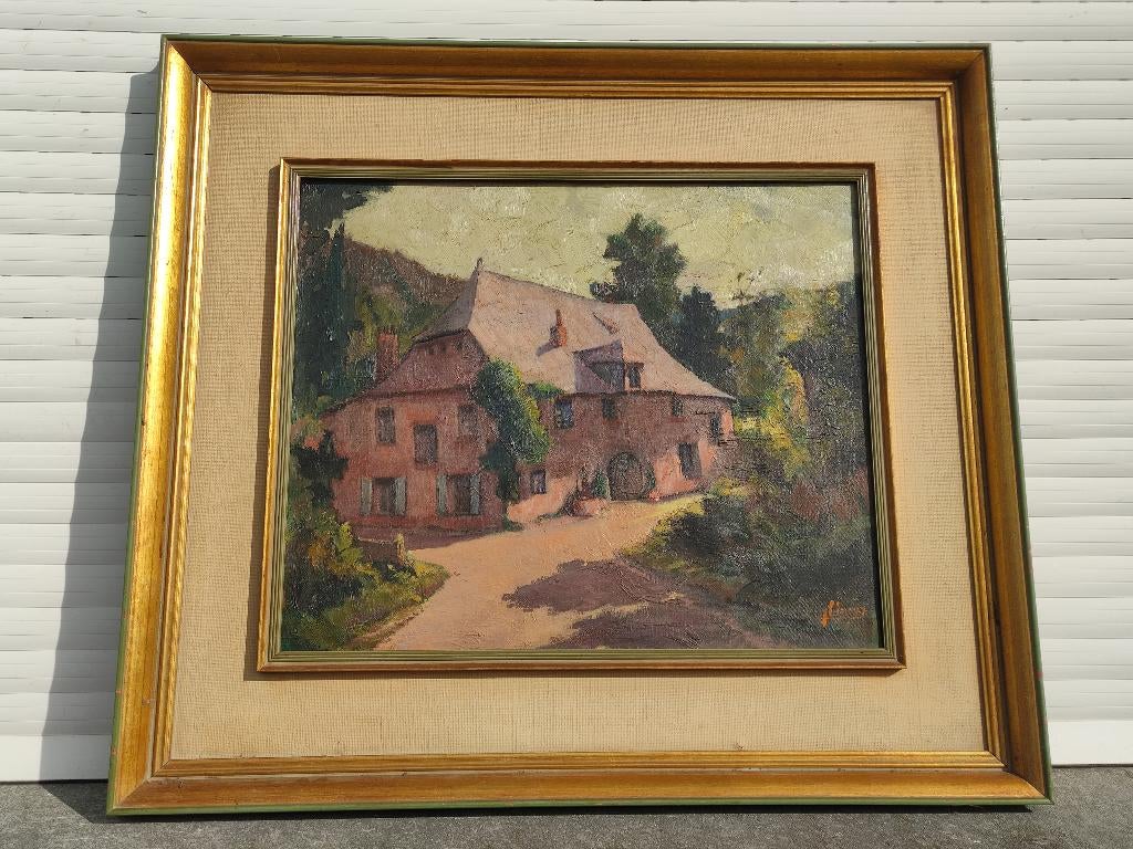 huile sur toile moulin de marzee signe fernand lienaux, Antiquités & Art, Enlèvement ou Envoi