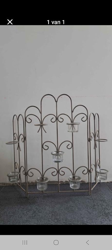 Beige metalen houder voor theelichtjes, Ophalen, Beige