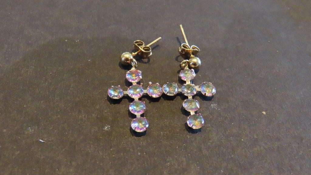 Boucle d'oreille Mystic Topas en forme de croix, Neuf, Enlèvement ou Envoi, Or, Pendantes