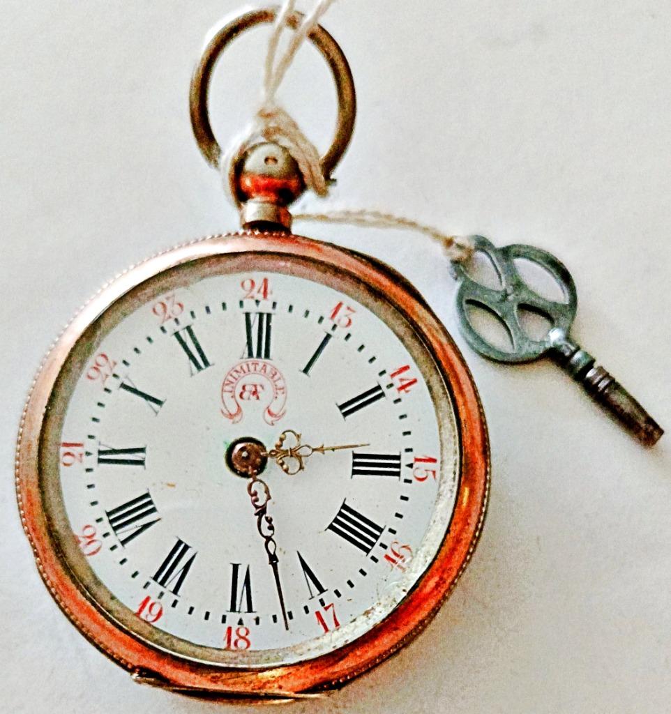 Montre poche à clef en argent galonné INIMITABLE EAF Roskopf, Collections, Enlèvement ou Envoi, Utilisé
