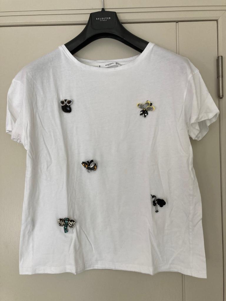 Witte T-shirt. Smal. MANGO. Goede staat, Mango, Wit, Ophalen of Verzenden, Korte mouw