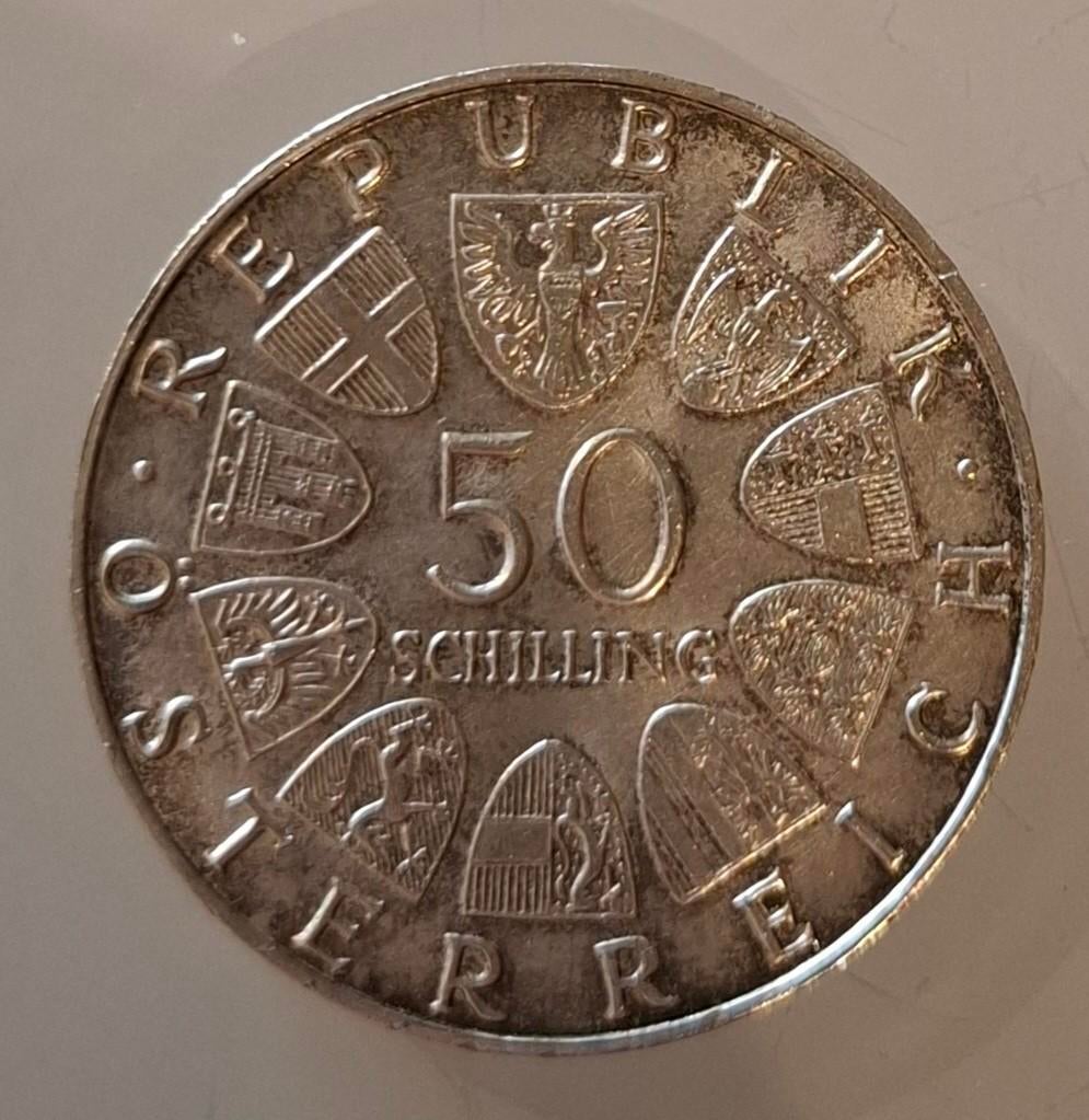 Zilveren Oostenrijkse 50 Schilling munt, Ophalen of Verzenden, Oostenrijk, Losse munt, Zilver