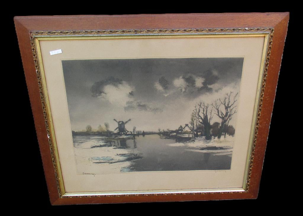 grote kleuren ets Saverys - Hebbelinck 302/350, Ophalen, Ets, Genummerd