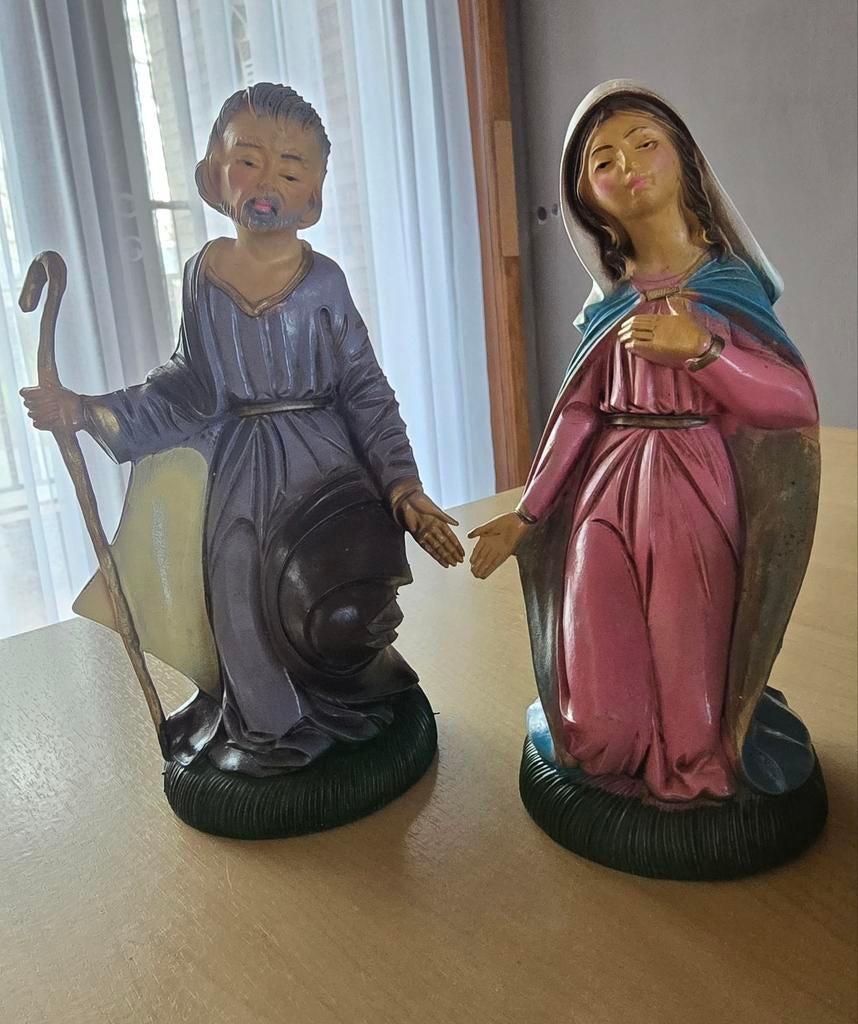 Vintage Italiaanse kerststal beeldjes–Jozef & Maria (ITALY), Antiek en Kunst, Ophalen of Verzenden