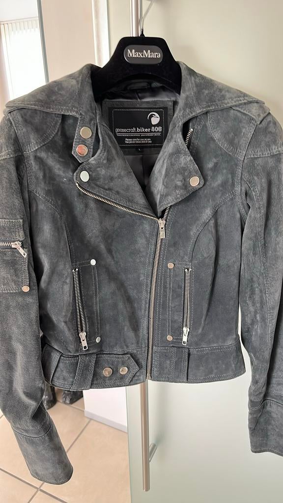 Suede jasje grijs maat 38 Goosecraft, Kleding | Dames, Jassen | Winter, Ophalen of Verzenden, Zo goed als nieuw, Maat 38/40 (M)