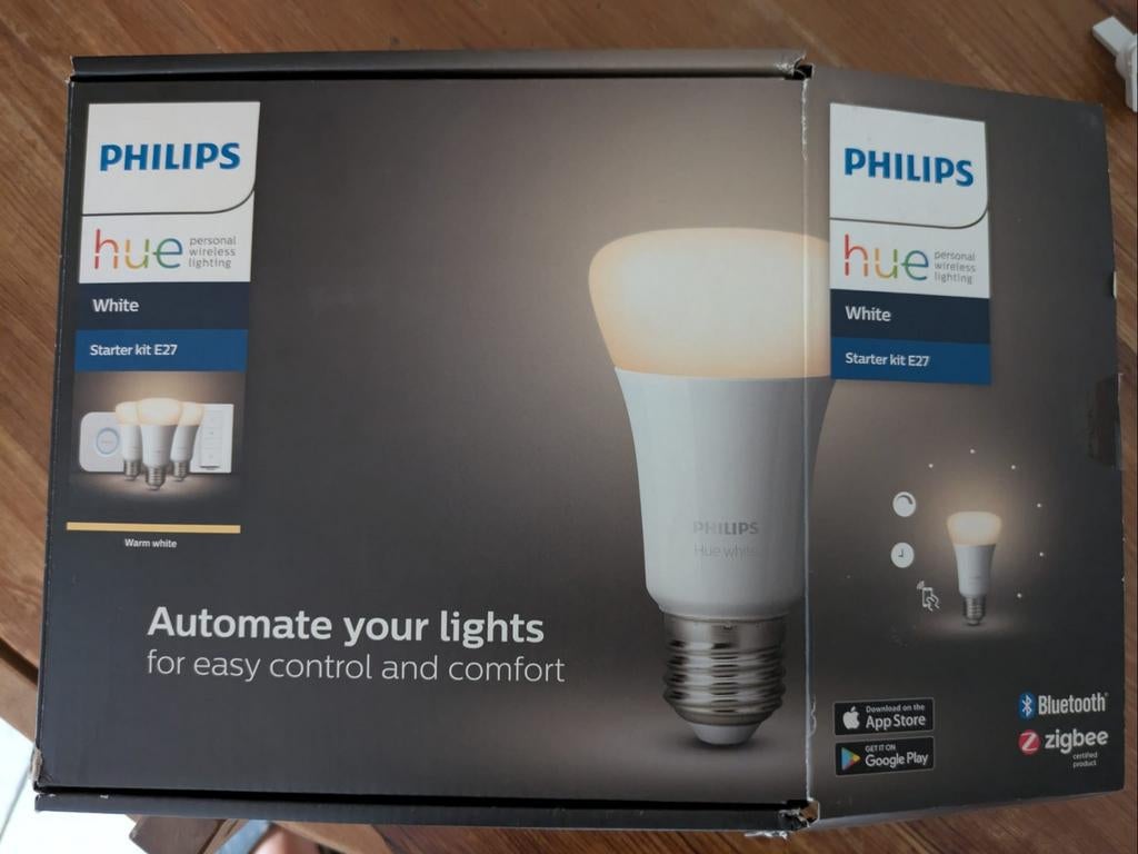 Philips Hue starterskit E27 met 3 lampen, Huis en Inrichting, Lampen | Losse lampen, Ophalen, Led-lamp, Minder dan 30 watt, E27 (groot)