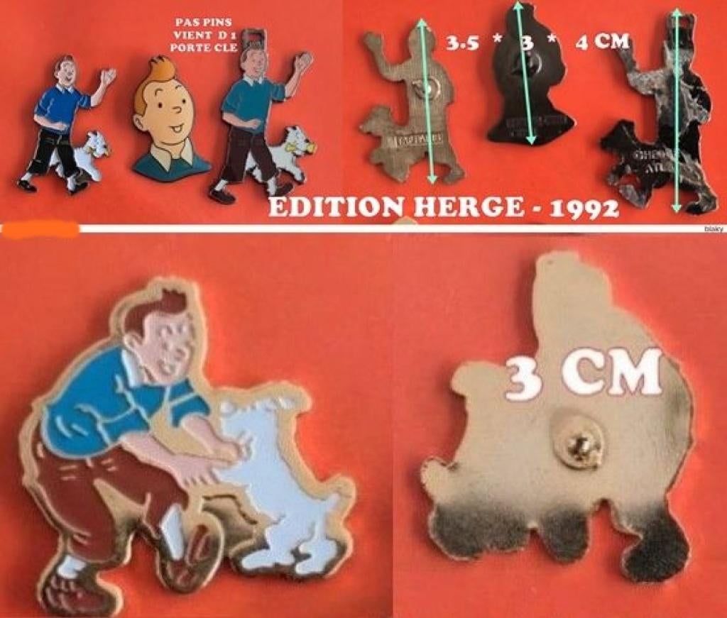 N - 4 -TINTIN-HERGE PINS EMAIL GRAND FEU, Collections, Envoi, Tintin