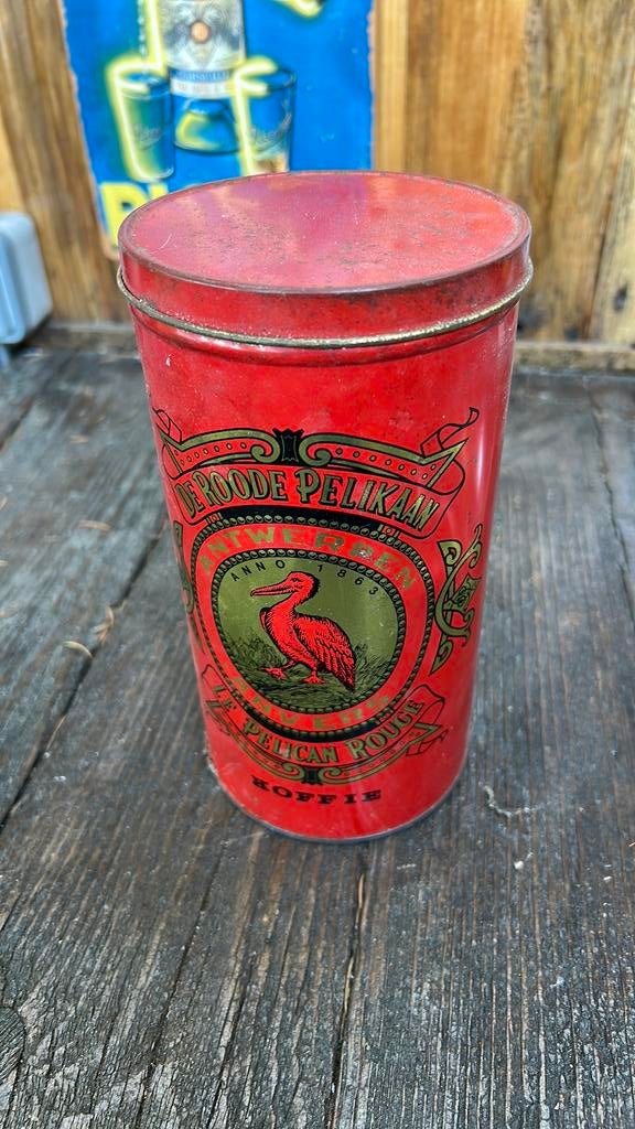 antiek blik van het koffiemerk De Roode Pelikaan, Ophalen of Verzenden, Gebruikt