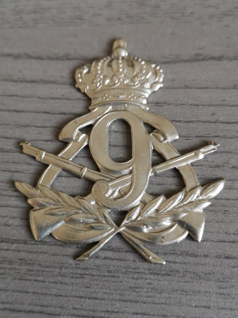 Kenteken Belgisch Leger ABBL 9 met Gekruiste geweren, Verzamelen, Ophalen of Verzenden