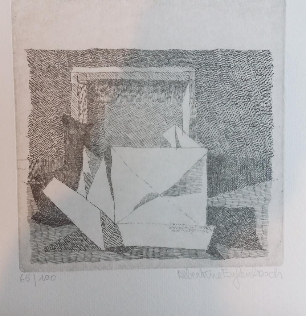 ets Albertine Eylenbosch gesigneerd Akademia 200 Mechelen, Antiek en Kunst, Kunst | Etsen en Gravures, Ophalen of Verzenden