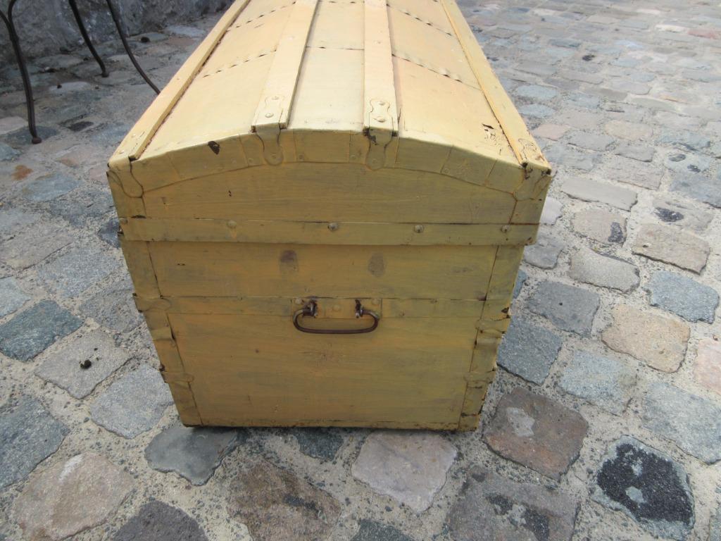 Héél oude koffer in hout reiskoffer malle vintage sixties, Antiek en Kunst, Ophalen