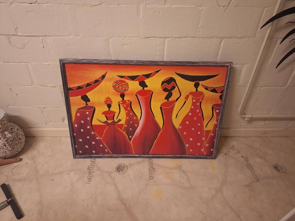 Cadre peinture sur l'Afrique, Antiquités & Art, Enlèvement ou Envoi