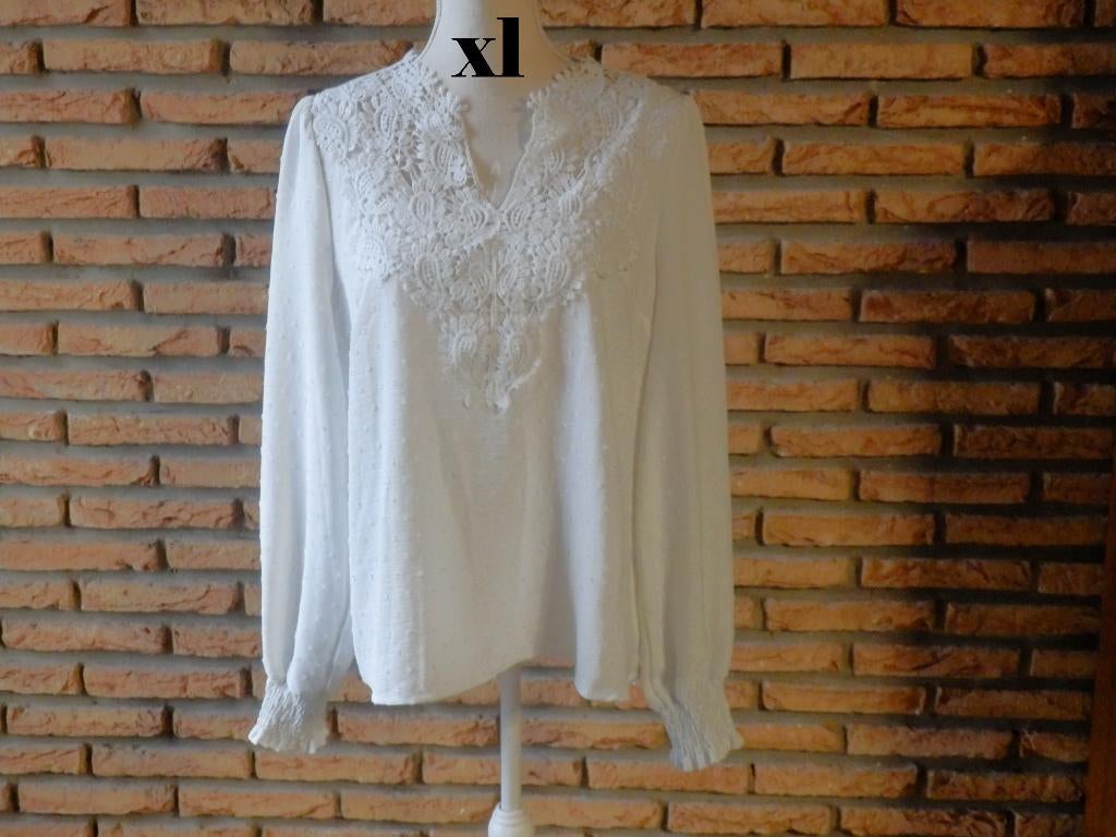 (225) - blouse femme t.xl blanche  - shein -, Kleding | Dames, Blouses en Tunieken, Wit, Maat 42/44 (L), Ophalen of Verzenden