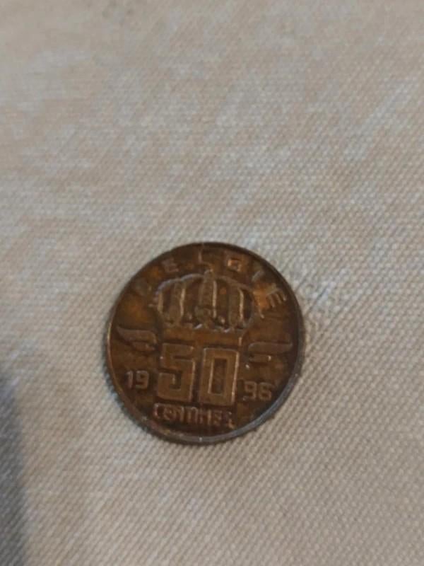 Belgische 50 centimes munt uit het jaar 1996, Timbres & Monnaies, Monnaies | Belgique, Monnaie en vrac, Enlèvement ou Envoi