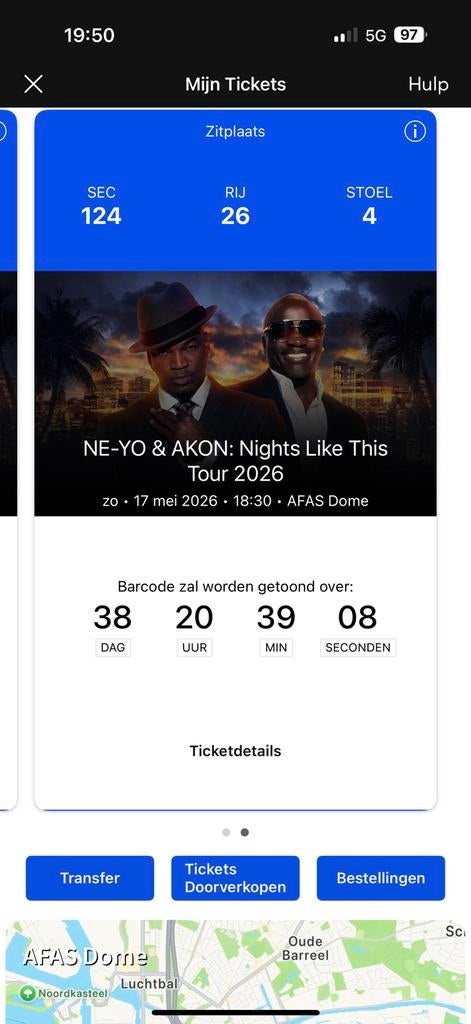 2 tickets neyo-akon afas dome, Twee personen