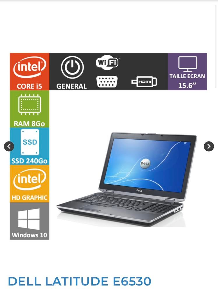 DELL Latitude E6530 avec chargeur, Informatique & Logiciels, Ordinateurs de bureau, SSD, Enlèvement