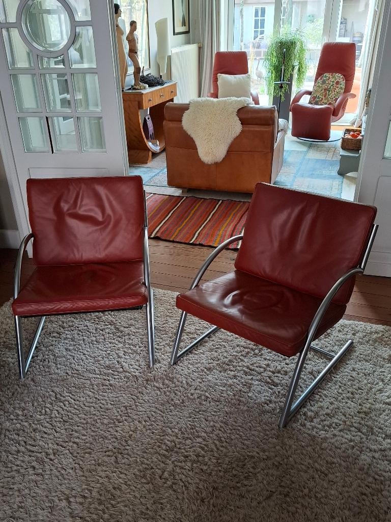 Fauteuil rétro vintage, Maison & Meubles, Fauteuils, Utilisé, Cuir, Métal, 50 à 75 cm, 75 à 100 cm, Enlèvement