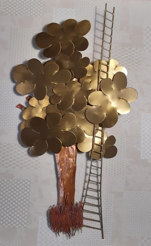 koperen kunstwerk/wandsculptuur 75cm  D'Haeseleer Daniel, Antiek en Kunst, Ophalen