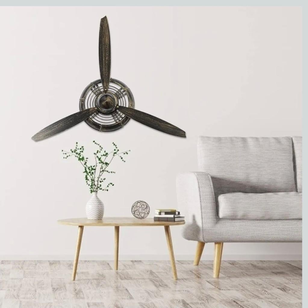 Metalen wanddecoratie van propellervliegtuig, nieuwstaat, Ophalen, Zo goed als nieuw