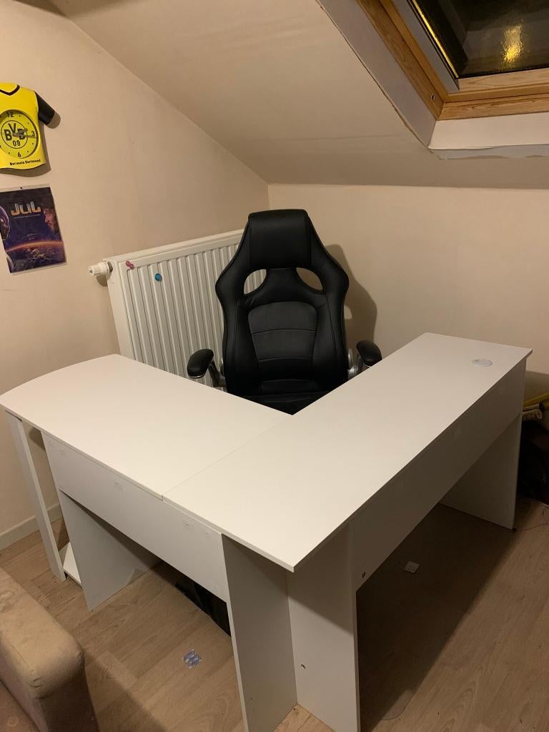 Bureau d'angle blanc, Maison & Meubles, Bureaux, Enlèvement, Utilisé