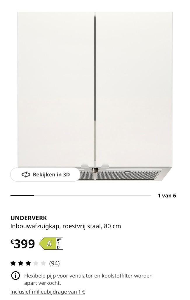 Afzuigkap, Elektronische apparatuur, Afzuigkappen, Ophalen, Wandschouwkap, Nieuw, Inbouw