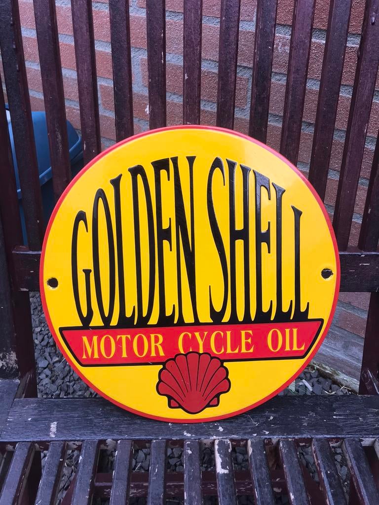 Plaque en émail Golden Shell, Enlèvement ou Envoi, Comme neuf, Panneau publicitaire