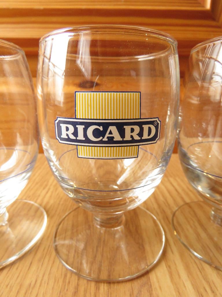 Ricard 3 verres ballon motifs carré ligné de jaune, Ophalen of Verzenden, Zo goed als nieuw, Overige typen