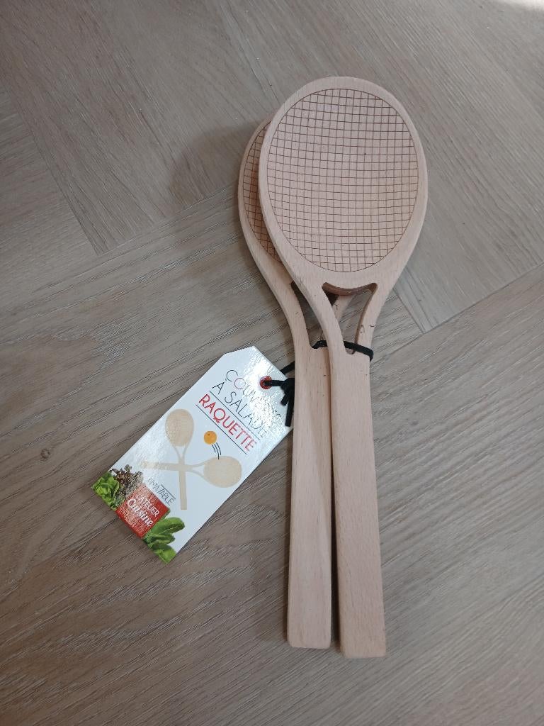 Couvert a salade tennis, Enlèvement ou Envoi, Neuf, Bois, Ensemble de couverts