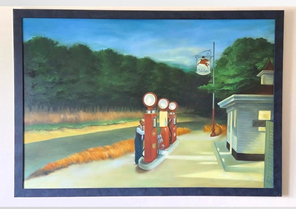 Peinture sur toile d'après Gas - Edward Hopper, Enlèvement