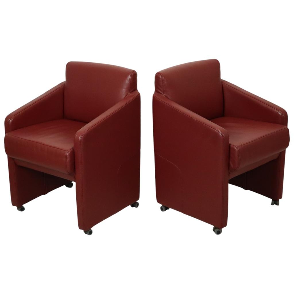 Vintage Koppel Rode Zetels Fauteuils Hoogwaardig Kunstleder, Gebruikt, Onbekend, Onbekend, Onbekend