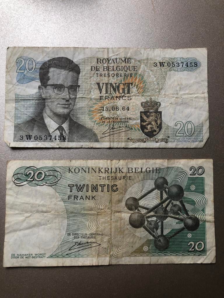 Oud Belgisch 20 frank biljet, Ophalen of Verzenden, België, Los biljet