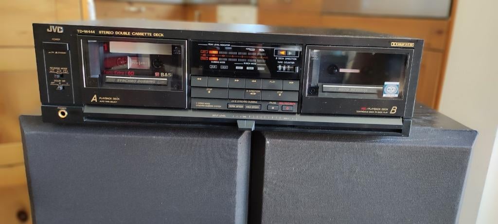 JVC TD-W444 STEREO DUBBEL CASSETTE DECK, TV, Hi-fi & Vidéo, Decks cassettes, Enlèvement ou Envoi, Double, JVC, Commandes tactiles