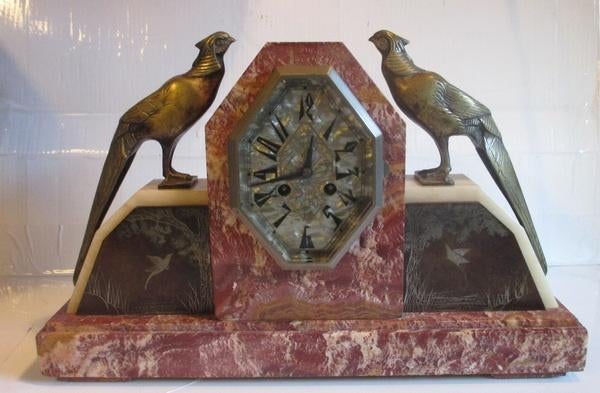 horloge art déco en marbre faisans en bronze I. Rochard, Enlèvement