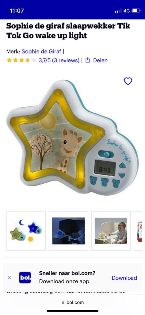 Sophie de Giraf Wake-up light, Enlèvement, Comme neuf