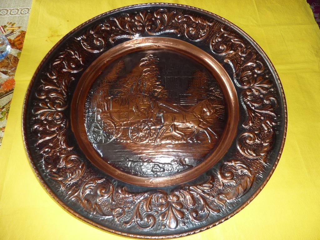 Déco Grande Assiette à suspendre en cuivre Ø 59cm, Enlèvement, Cuivre