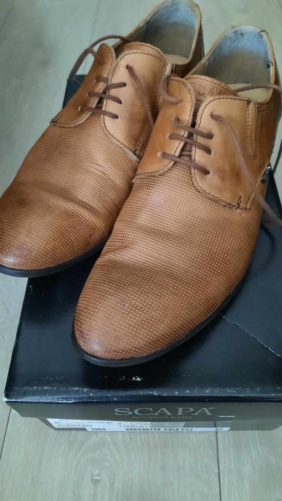Herenschoen Scapa maat 42, Enlèvement ou Envoi, Chaussures à lacets, Brun, Porté