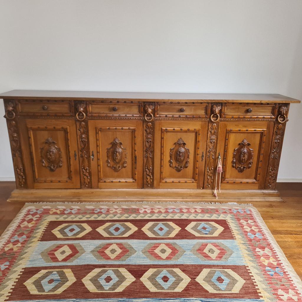 dressoir sculpté en bois plein, 25 à 50 cm, Avec porte(s), 200 cm ou plus, Comme neuf