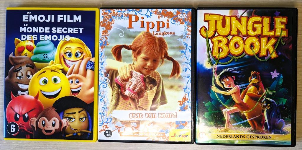 3 DVD's : Pippi Langkous, Emoji film, Jungle Book, Cd's en Dvd's, Alle leeftijden, Ophalen of Verzenden, Avontuur, Film