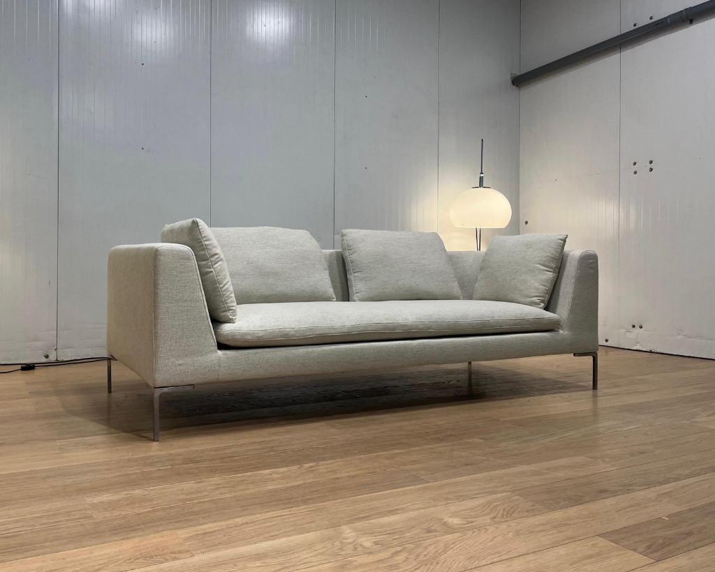 2x Nieuw Gestoffeerd B&B Italia Charles 3 Zits Ecru, 75 tot 100 cm, Ophalen of Verzenden, Rechte bank, Bankstel Bank Zetels Sofa Hoekbank Design bank