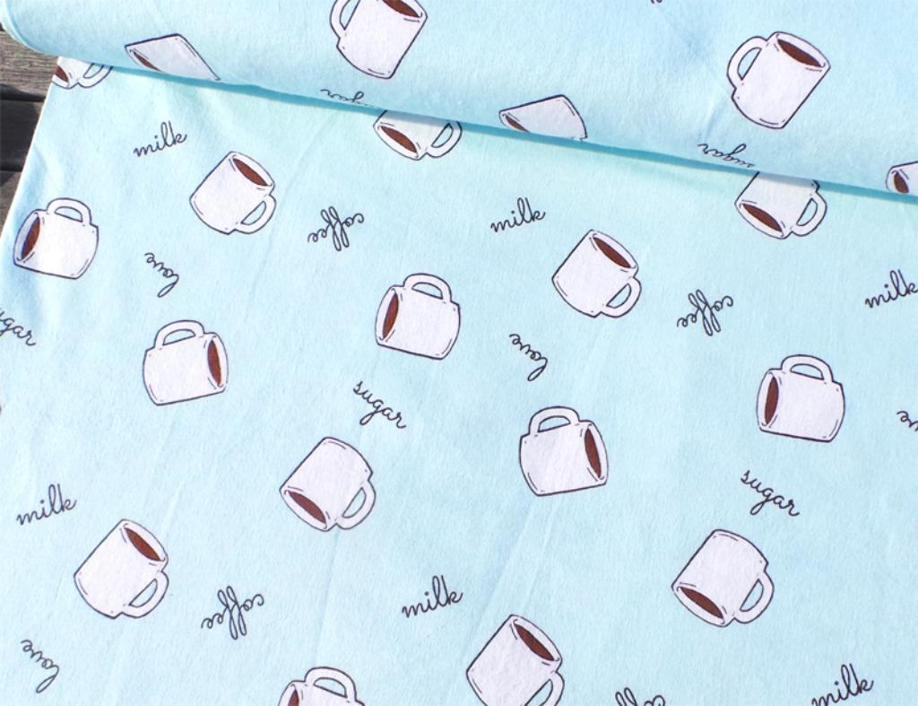 Dernier! 449)1,5 mètre flanelle coton tasse café bleu clair, Neuf, Enlèvement ou Envoi, Coton, 120 cm ou plus