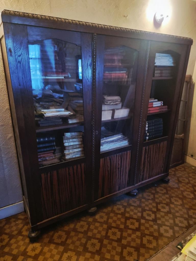Ancienne armoire/bibliothèque vitrée 3 portes, Maison & Meubles, Enlèvement