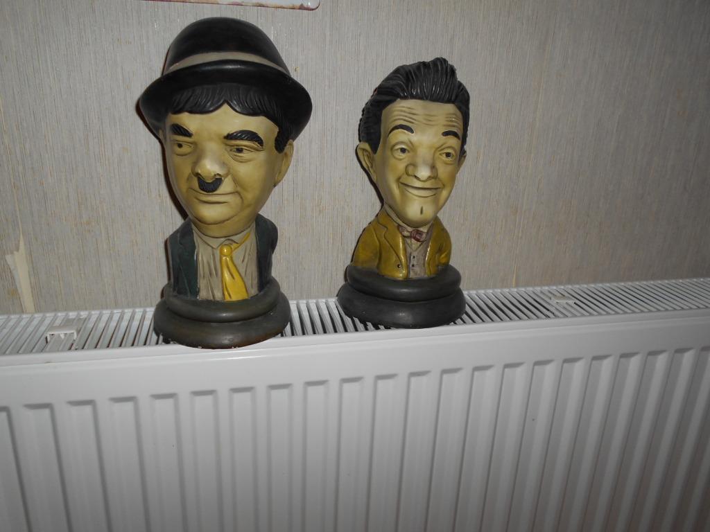 Laurel and Hardy: porseleinen buste/beeldjes, Verzamelen, Beelden en Beeldjes, Ophalen, Zo goed als nieuw, Mens