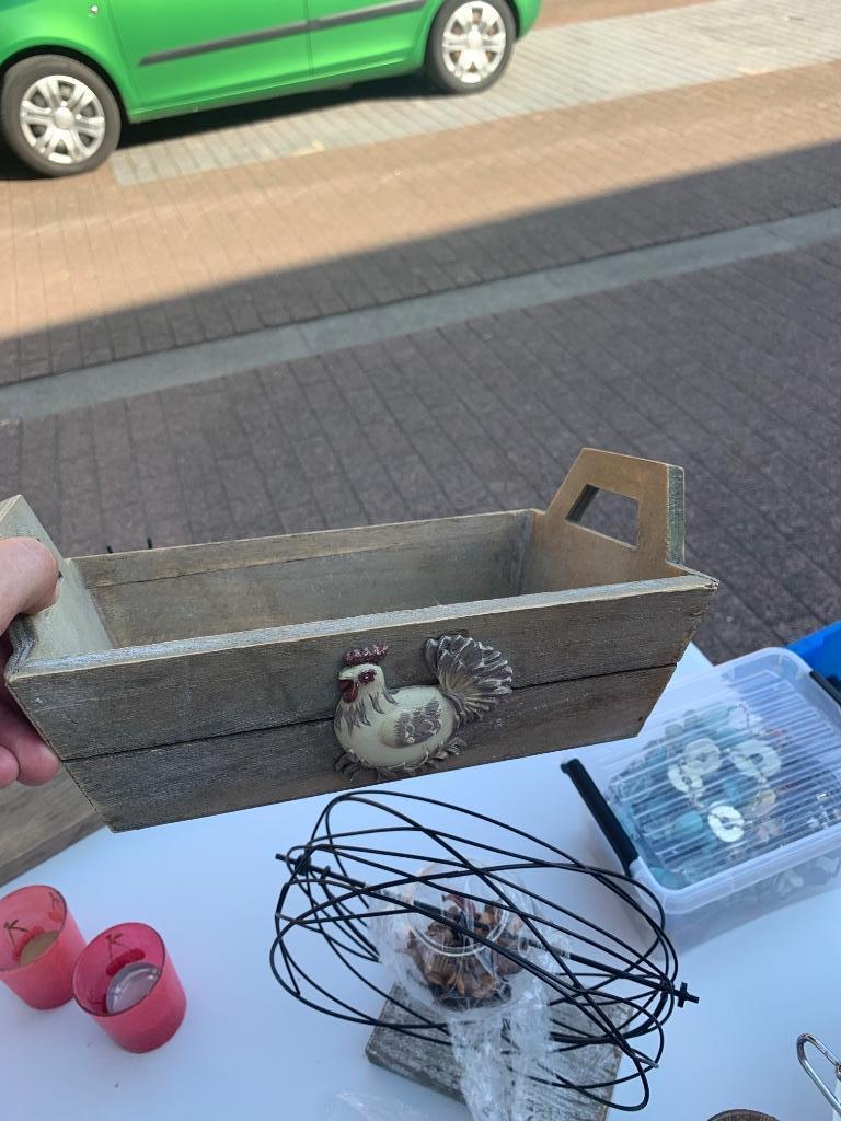Panier en bois décor poule, Enlèvement ou Envoi, Bois, Panier