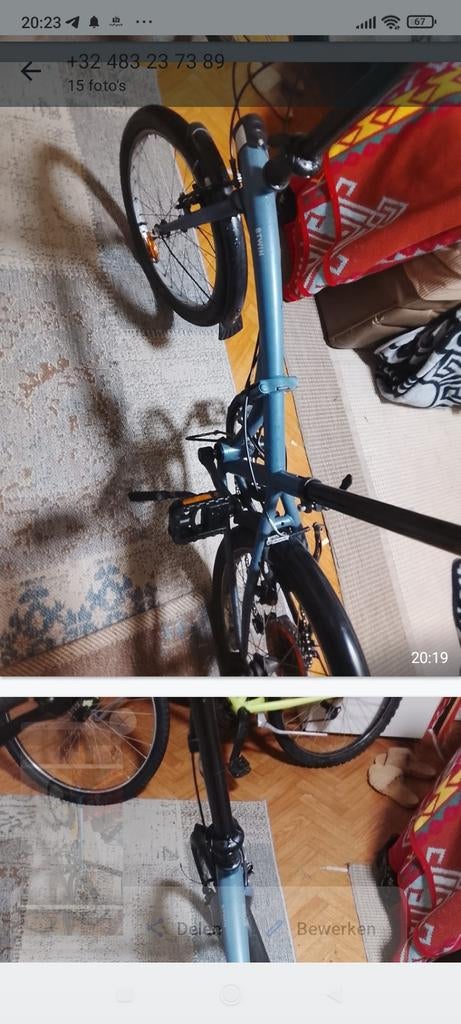 Btwin blauwe plooifiets klapfiets, Fietsen en Brommers, Ophalen