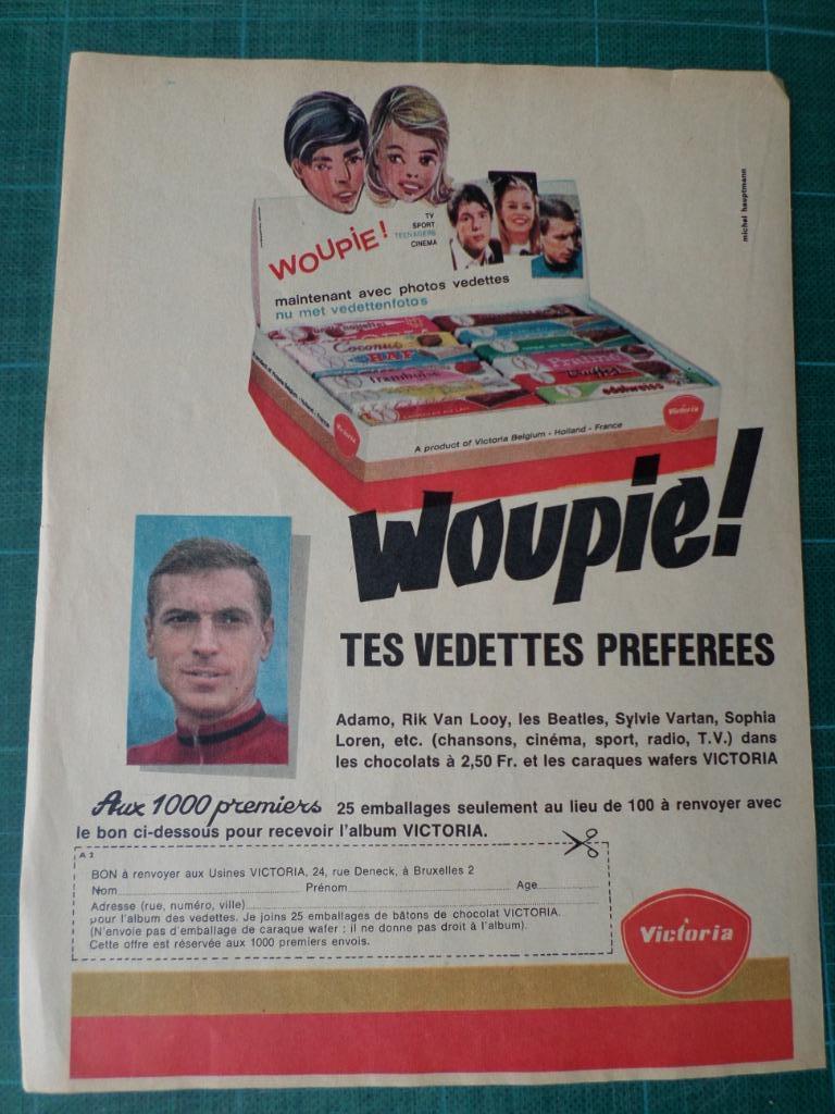 Rik van Looy - publicité papier Victoria - 1966, Verzamelen, Ophalen of Verzenden, Gebruikt, Overige typen