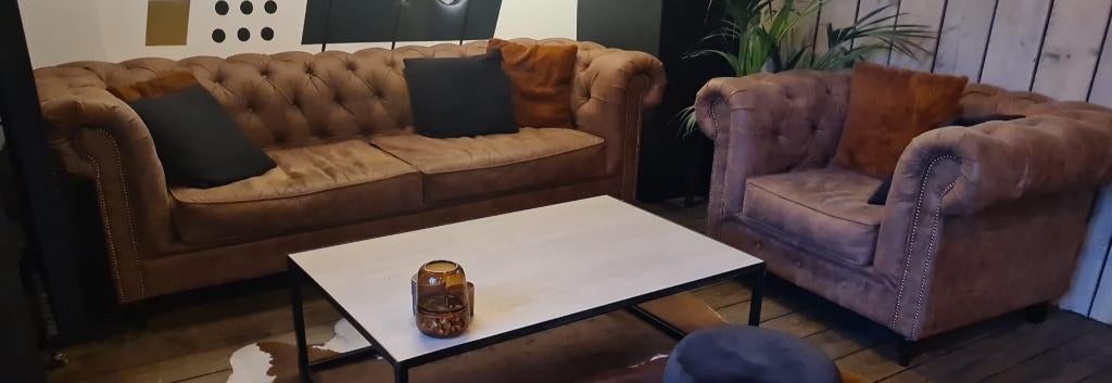 Chesterfield 3-zit, Huis en Inrichting, Zetels | Zetels, Ophalen, Gebruikt, Driepersoons, 75 tot 100 cm